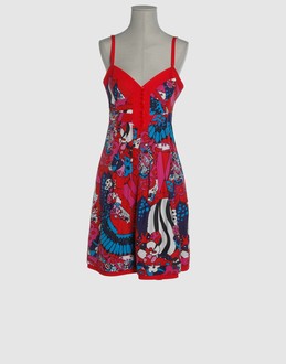 Phi Women - Dresses - 3/4 length dress Phi on YOOX :  dress patterned v-neck satin