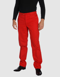 Gabardine - Belt loops - Button closing - Five pockets - Straight leg cut - Unfinished hems -