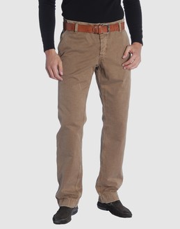 Gabardine - Belt loops - Button closing - Three pockets - Straight leg cut - Studs - Belt attachment -
