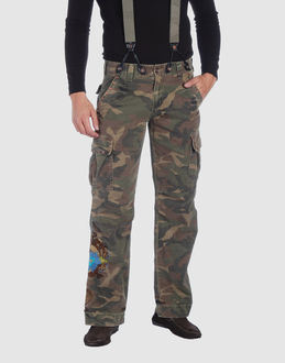 Gabardine - Belt loops - Button, zip fly closure - Multipockets - Straight leg cut - Contrasting applications - Stitched trimmed - Strap detailing - Includes braces -
