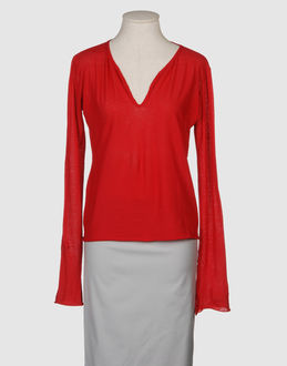 AVANT TOI - TOPS - T-shirts manches longues - sur YOOX.COM-Jersey Col en v Bas coupé net Coupe au vif Jersey Tissé 100% coton