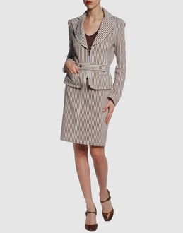 belted striped suit womens