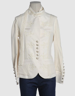 Cloth - Four pockets - Two internal jacket pockets - Centred rear vent - Lined interior - Braided detailing - Belt attachment - Ruches detailing -