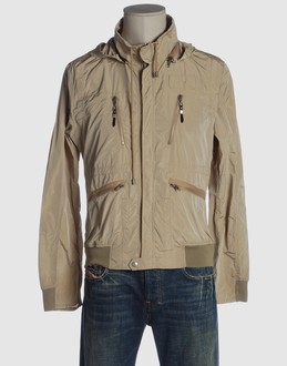 Techno fabric - Light-weight knit - Hooded neckline - Four pockets - Button, zip fly closure - Unlined - Shoe-string laces -