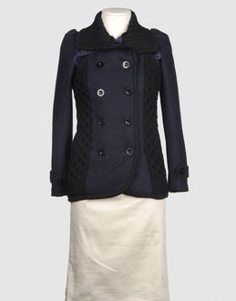 Wollstoff Dicker Sweater Zweireiher Zwei Taschen vorne Mit Schlitz Bund mit Riemen Elastischer Bund Innen Gefüttert Wollstoff Gewebt...
