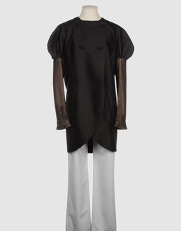 Voile Zweireiher Zwei Taschen Lange Ärmel Raglanärmel Bund mit Knöpfen Innen Gefüttert Voile Gewebt...