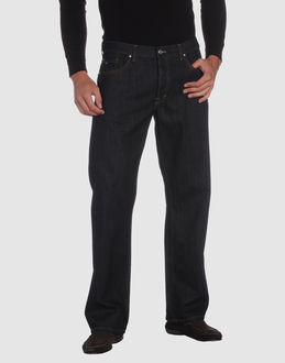 Denim cotton - Belt loops - Button closing - Five pockets - Straight leg cut - Logo details - Studs - Stitch detailing -