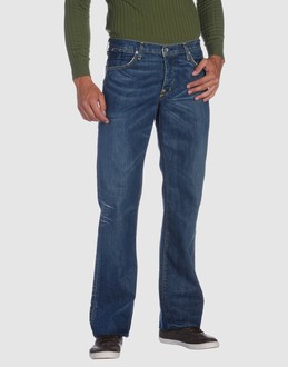 Denim cotton - Belt loops - Button closing - Five pockets - Straight leg cut - Unlined - Studs - Stitch detailing -