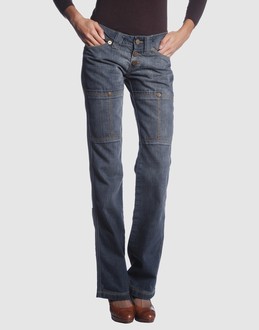 Denim cotton - Low waisted - Button closing - Multipockets - Bootleg cut - Studs - Rear logo - Contrast stitched detailing -