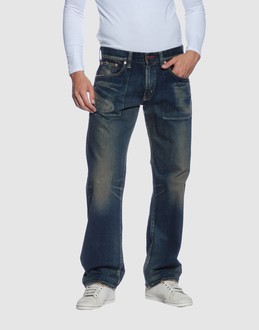 Denim cotton - Delave - Belt loops - Button, zip fly closure - Five pockets - Straight leg cut - Unfinished hems - Rear logo -