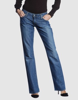 Denim cotton - Low waisted - Button, zip fly closure - Contrast stitched detailing - Slashed detailing -