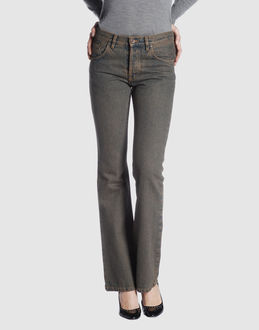 Denim cotton - Belt loops - Button closing - Five pockets - Bootleg cut - Rear logo - Studs - Contrast stitched detailing -