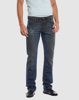 Denim cotton - Belt loops - Button closing - Five pockets - Straight leg cut - Slashed detailing - Rear logo - Stitched trimmed -
