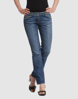 Denim cotton - Low waisted - Button, zip fly closure - Five pockets - Straight leg cut - Logo print - Diamante detailing - Studs -