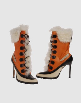 Dsquared2 Women - Footwear - Ankle boots Dsquared2 on YOOX :  laces embroidered faux fur ecological