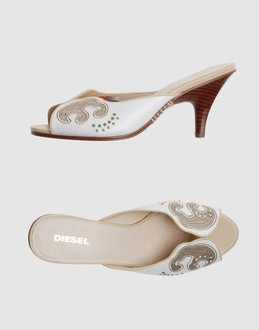 DIESEL Women - Footwear - High-heeled sandals DIESEL on YOOX :  sandal leather embroidered kitten heel
