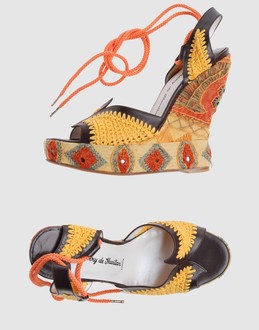Open-worked jersey - Buckling ankle belt closure - Leather sole - Self-tie -