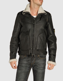 STONE ISLAND - Leather outwear - at YOOX.COM